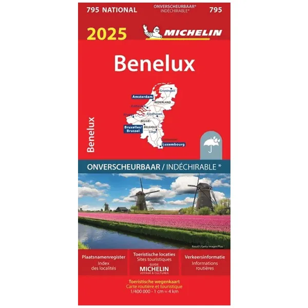 Carte routière et touristique Michelin BENELUX 2025 indéchirable