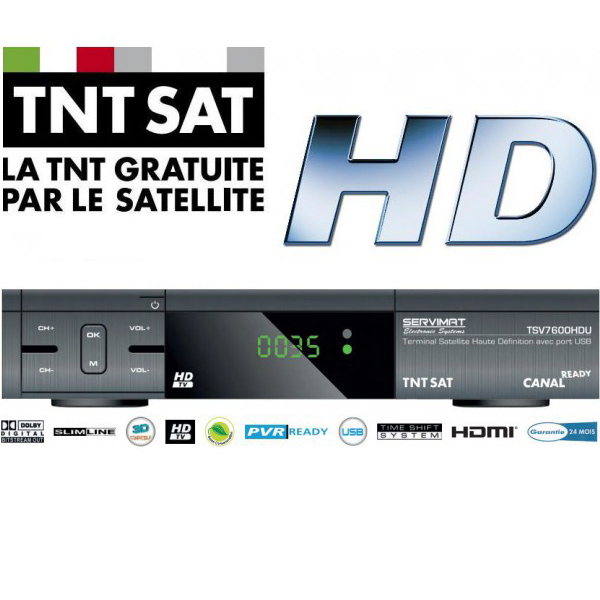 Décodeur satellite SERVIMAT Pack Récepteur Satellite Hd + Carte Tnt