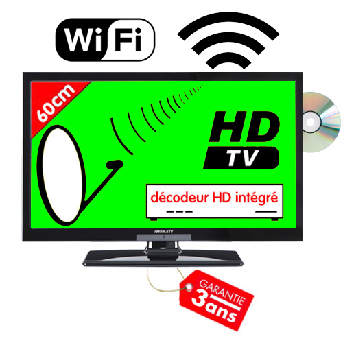 TV SMART HD LED 60cm - 23,6 Mobile TV avec récepteur satellite & WIFI