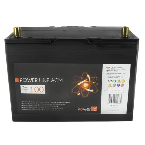 Batterie auxiliaire Power Line AGM 100 AH Powerlib