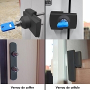 Lot de 3 Verrous IMC Porte cellule et coffre noirs