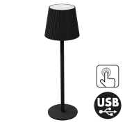 Lampe de table LED tactile noire 36cm USB
