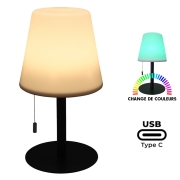 Lampe de table d'ambiance multicolore LED rechargeable