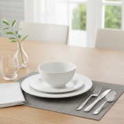 Assiette en mélamine rayée blanche 25 cm