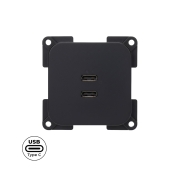 Prise double USB-C 45W C-Line noire HABA