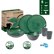 Lot de vaisselle Brunner 8 pièces Sea Green mélamine Tête-à-Tête