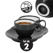 Lot de 2 tasses Espresso Mélamine Venetian noir 10 cl anti-dérapantes BRUNNER