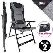 Pack de 2 Fauteuils matelassés alu VIP Camping-Car Plus avec sac de rangement offert