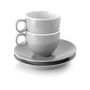 Lot de 2 tasses  espresso antidrapantes Grey BRUNNERavec sous-tasses