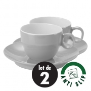 Lot de 2 tasses  espresso antidrapantes Grey BRUNNERavec sous-tasses